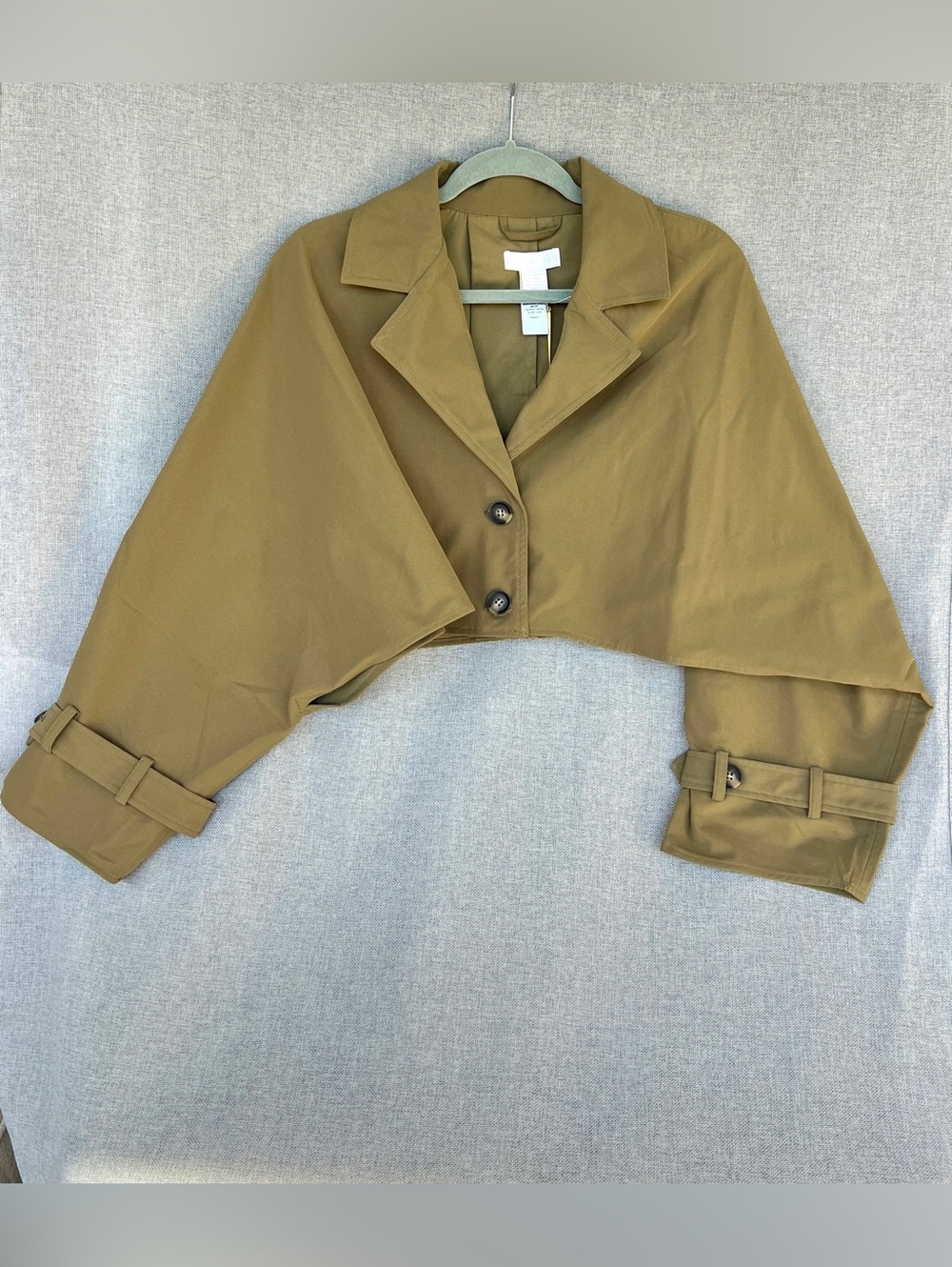 Revolve House of Harlow 1960 Dolman Barring CROPPED trench coat jacket green OS